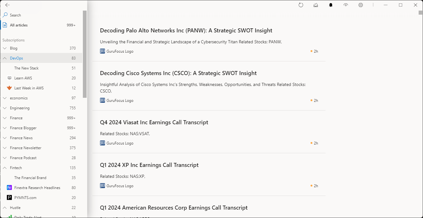 Looking for RSS reader for Windows